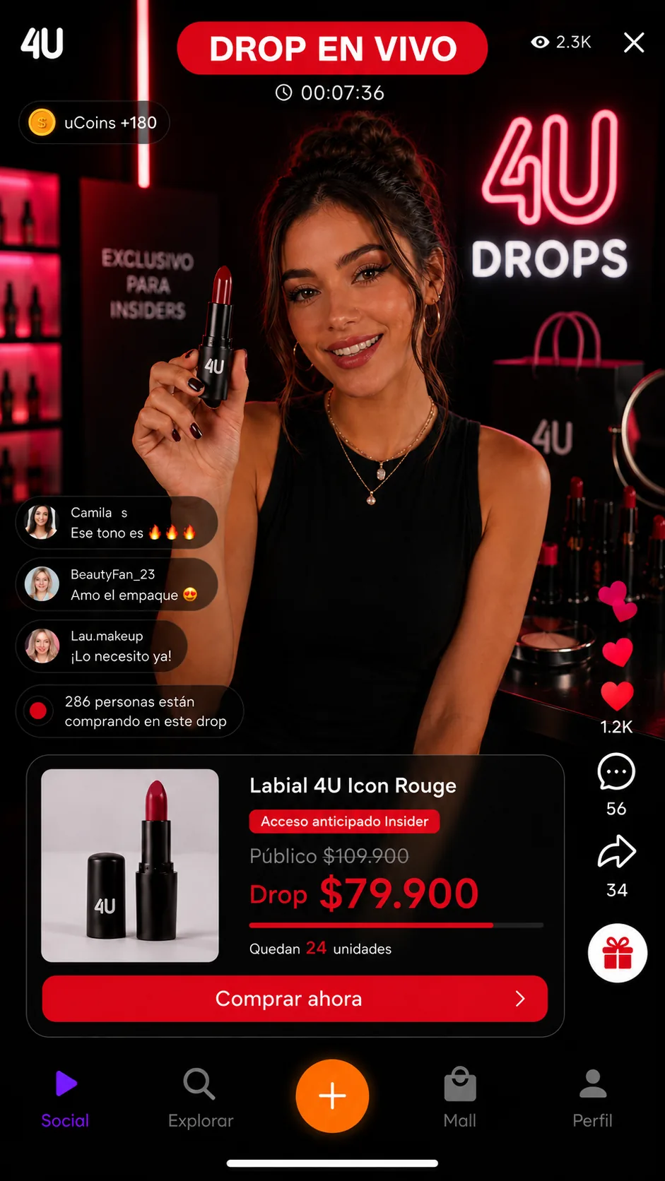 Live especial de belleza dentro de un evento 4U Drops