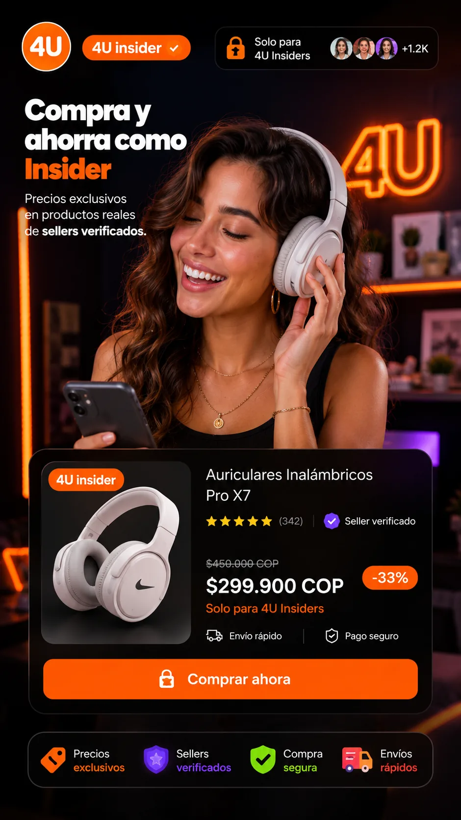 Compra de audífonos con precio exclusivo 4U Insider